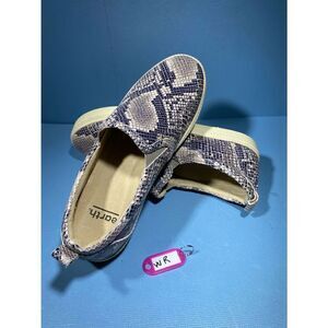 WOMENS EARTH TAUPE SNAKE PRINT ZEN GROOVE LEATHER SLIP ON SNEAKERS SIZE 9M